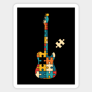 Retro Style Puzzle T-Style Electric Guitar Silhouette Magnet